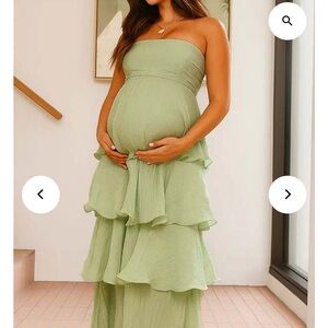 Green Strapless Maternity Dress